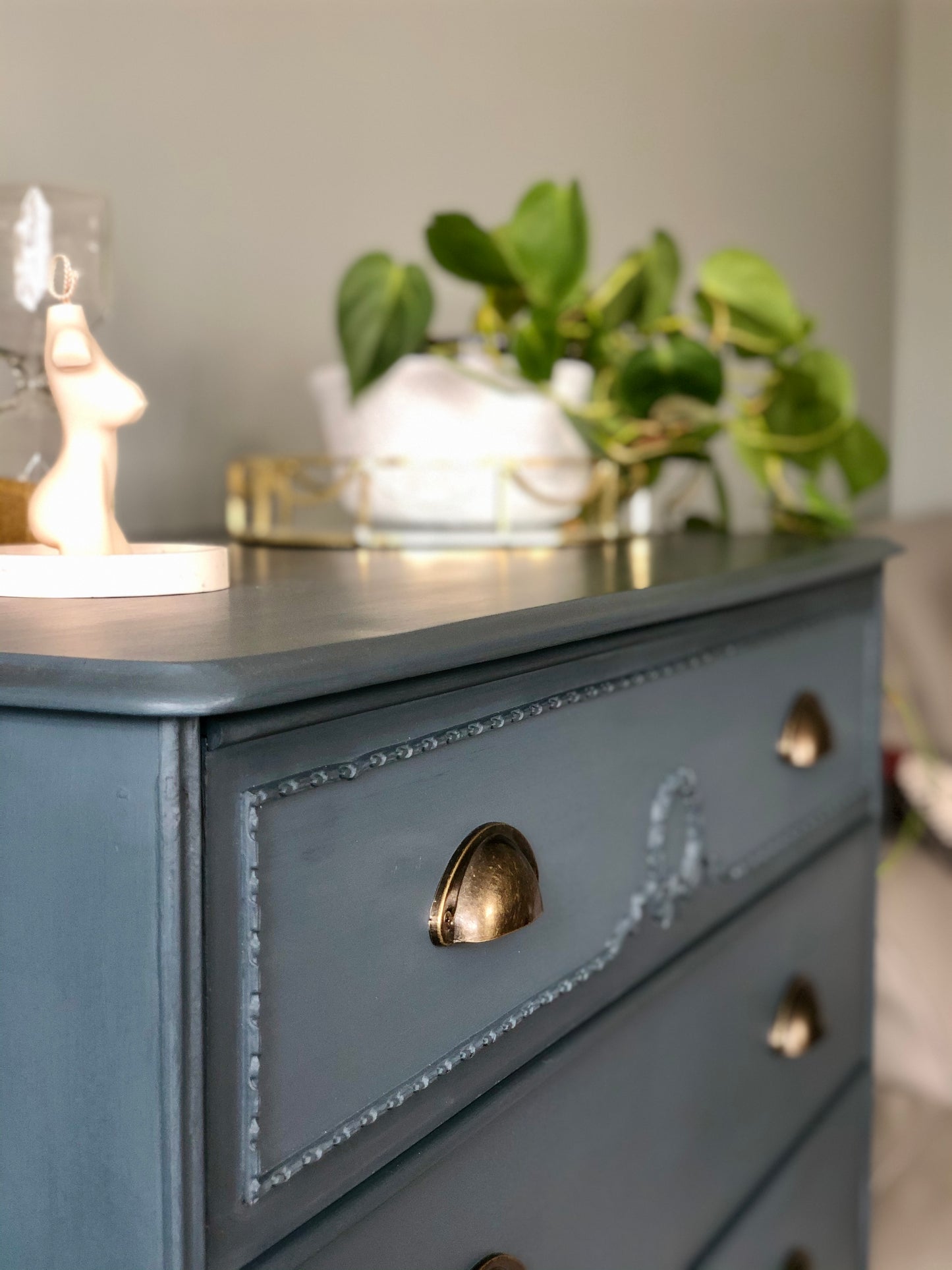 French Style Chest Of Drawers, Vintage, Painted Blue