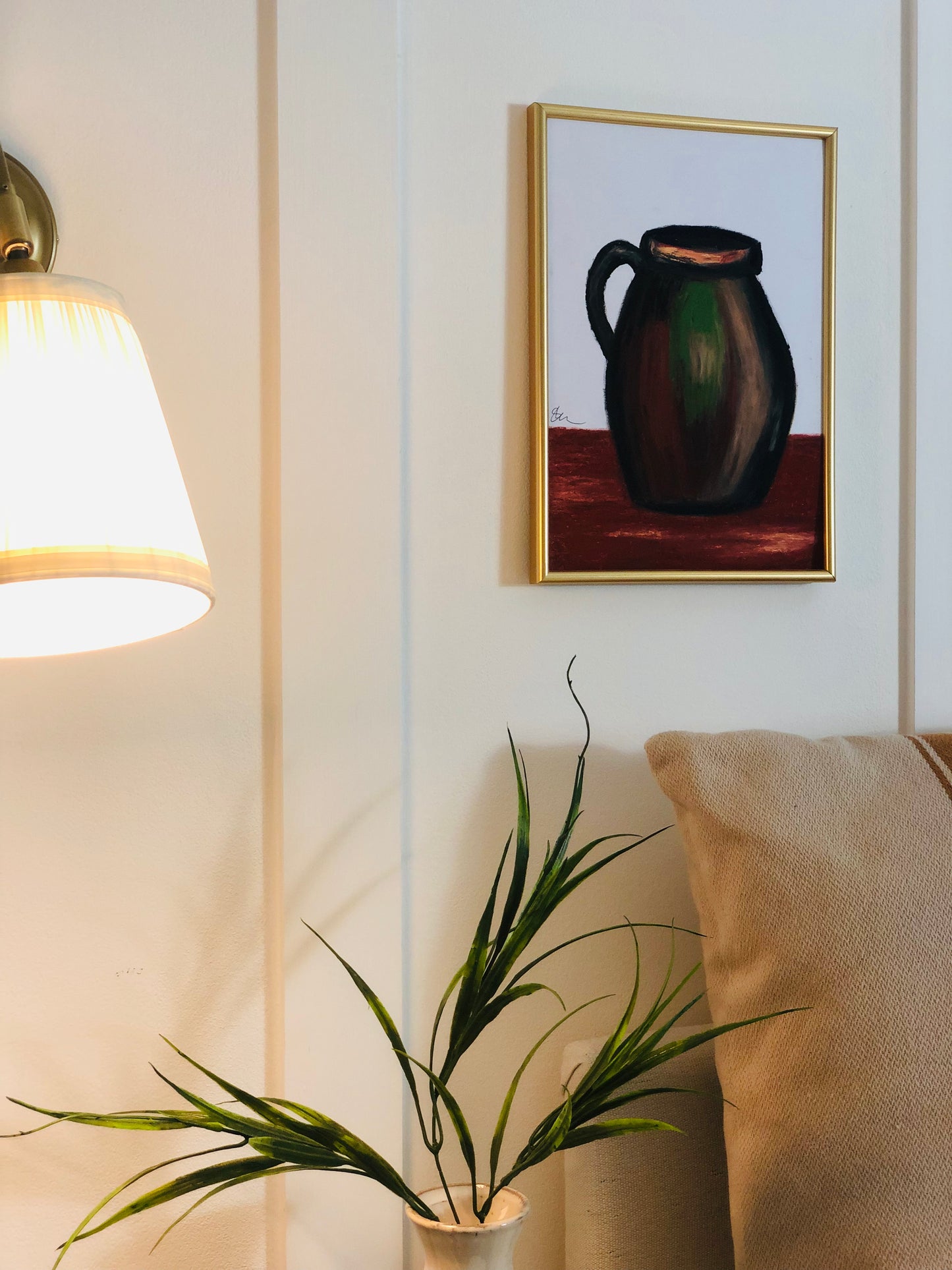 Terracotta Urn, A4 Unframed Original Oil Pastel Artwork