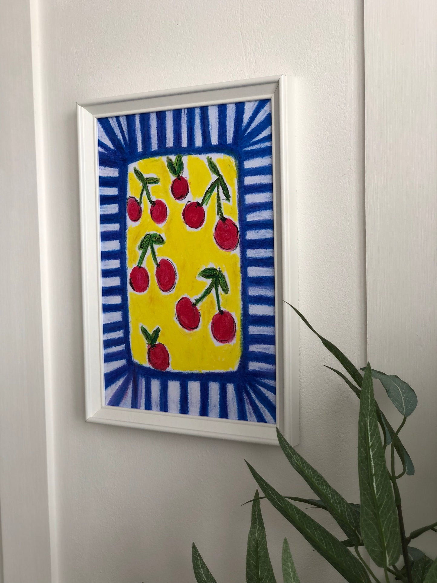 Cherry Baby, A4 Unframed Oil Pastel Original Artwork