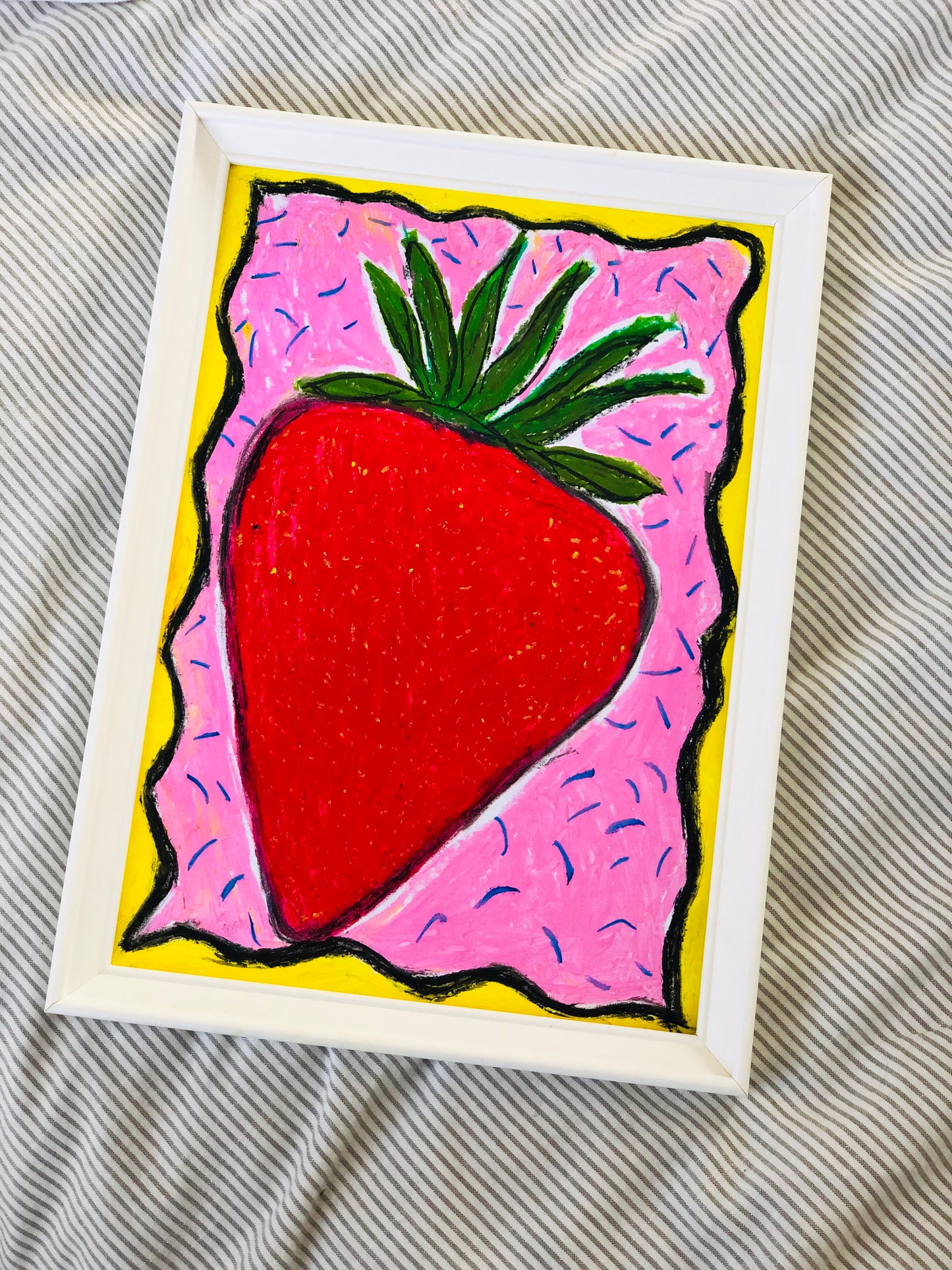 Strawberry Sprinkles, A4 Unframed Original Oil Pastel Artwork