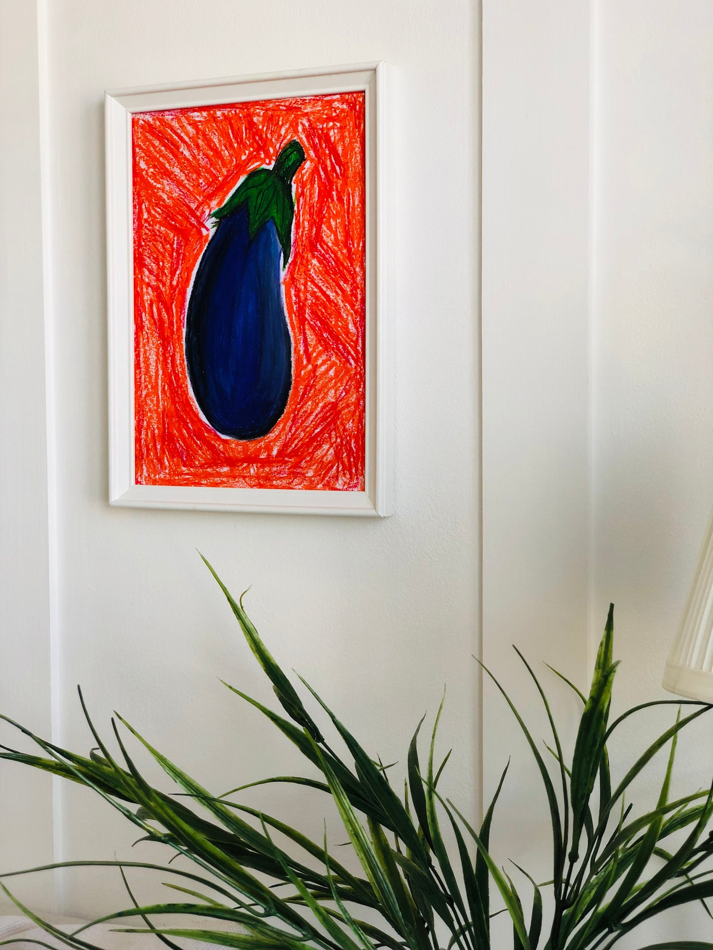 Eggplant, A4 Unframed Oil Pastel Original Artwork