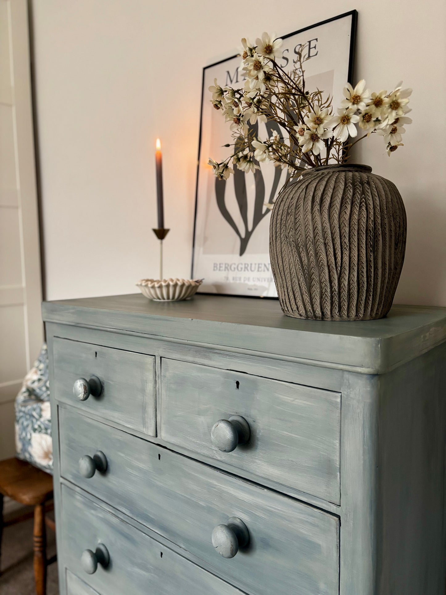 . Vintage Chest of Drawers in Layered Sage Green | Hand Painted Wooden Dresser | Statement Furniture Piece | UK Delivery Included