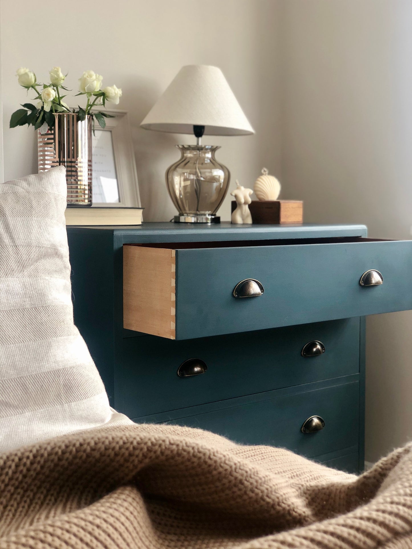 Blue Painted Vintage Solid Wood Drawers
