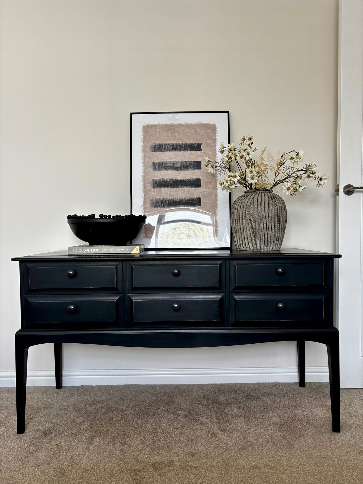 Console Table, Vintage Stag Minstrel, Black