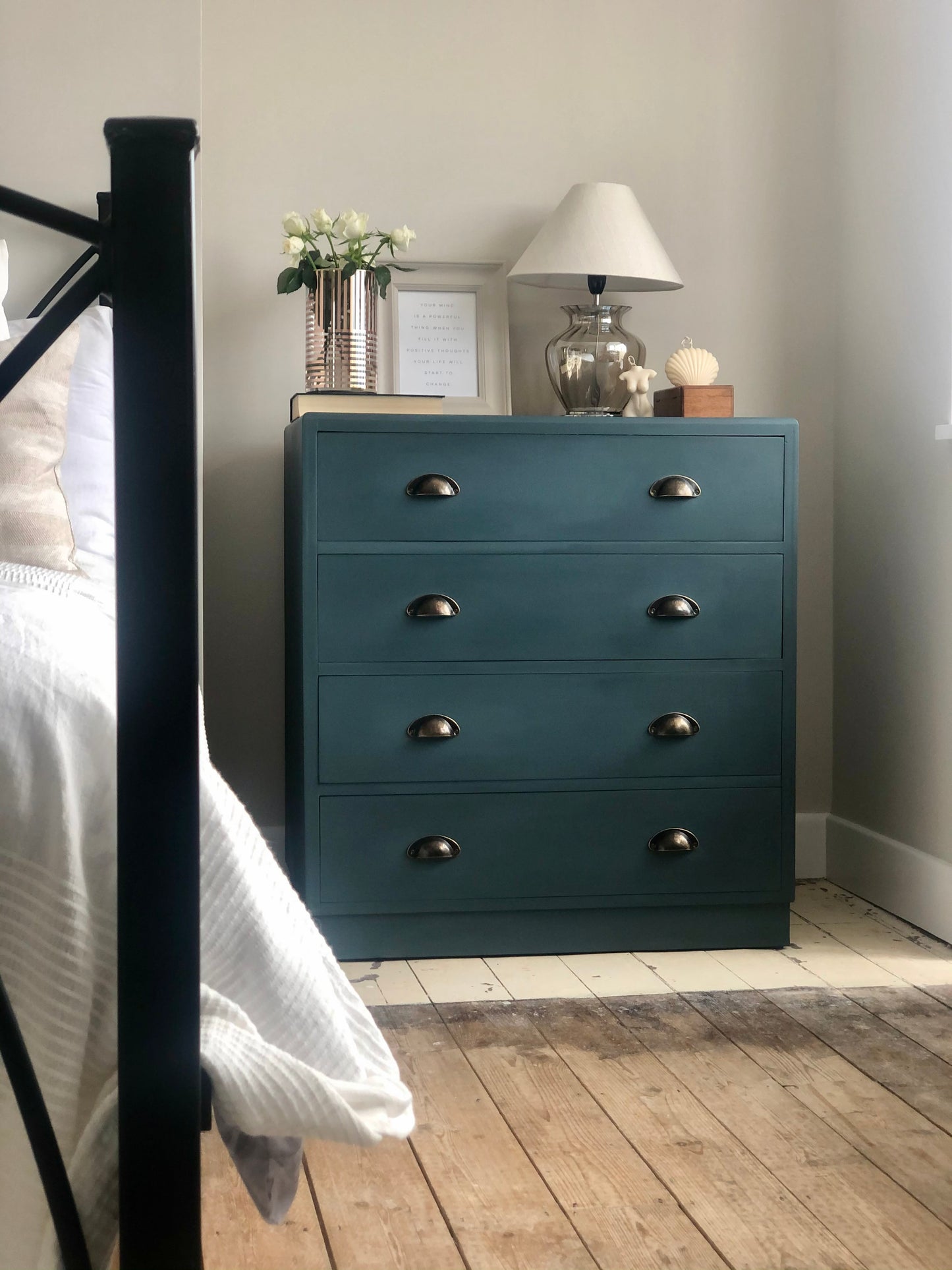 Blue Painted Vintage Solid Wood Drawers