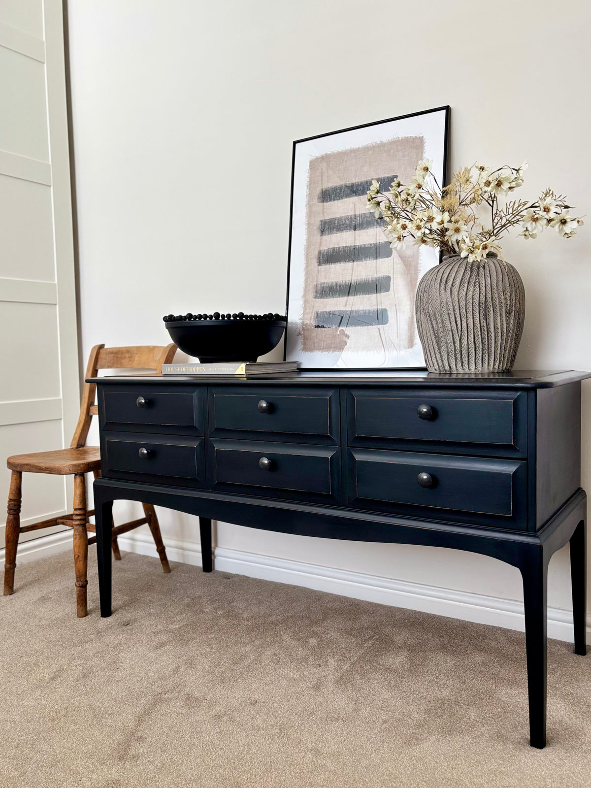 Console Table, Vintage Stag Minstrel, Black