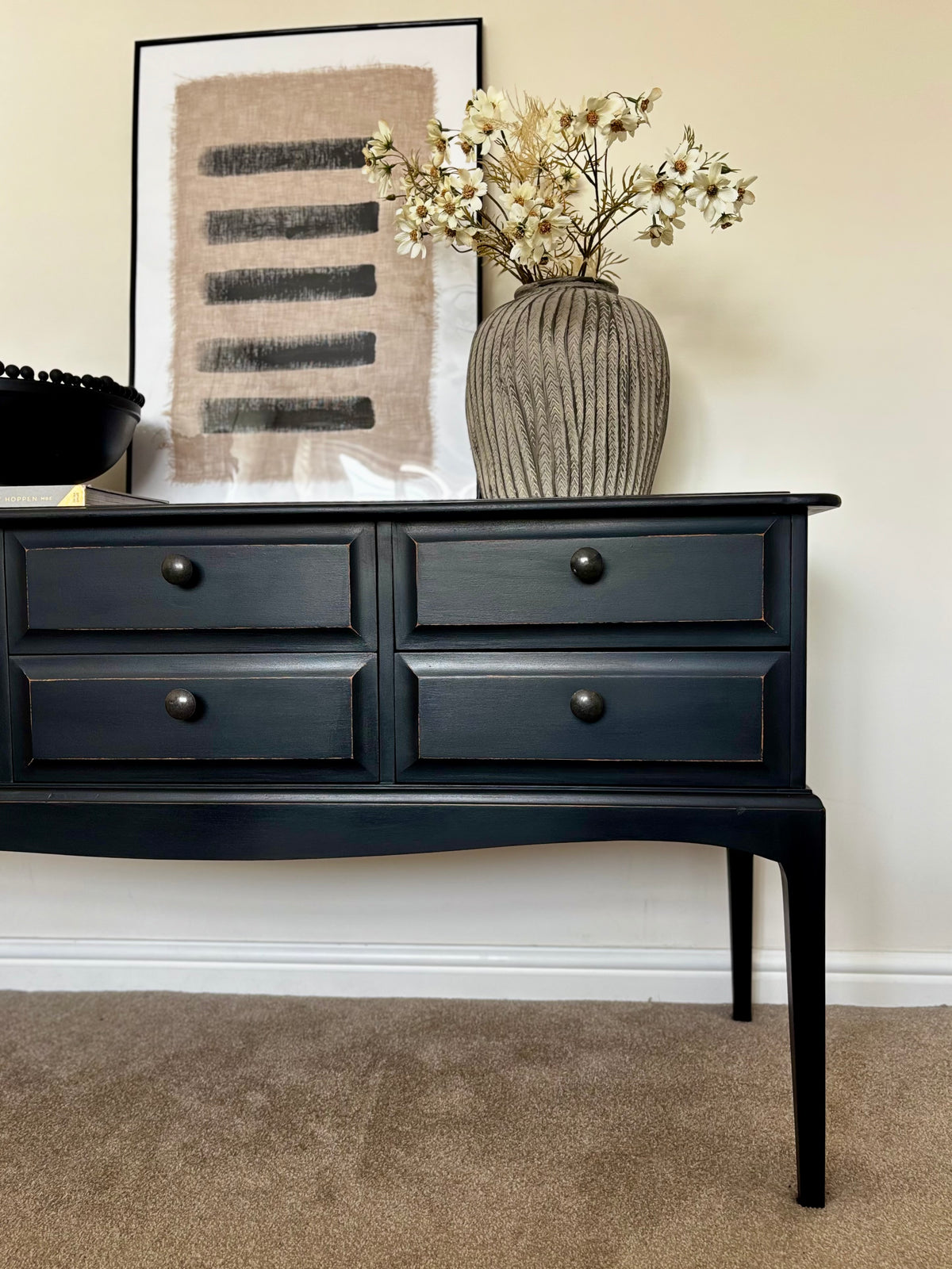 Console Table, Vintage Stag Minstrel, Black