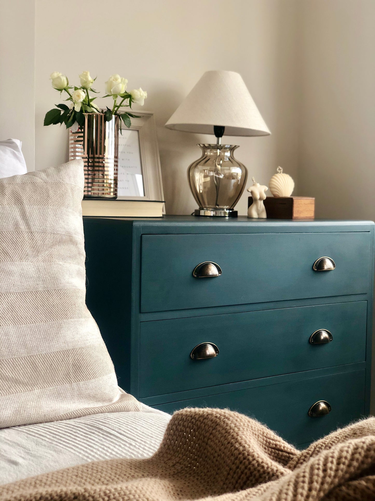 Blue Painted Vintage Solid Wood Drawers