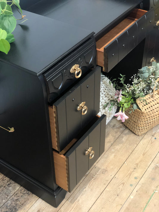 Vintage Black Painted Desk/Dressing Table