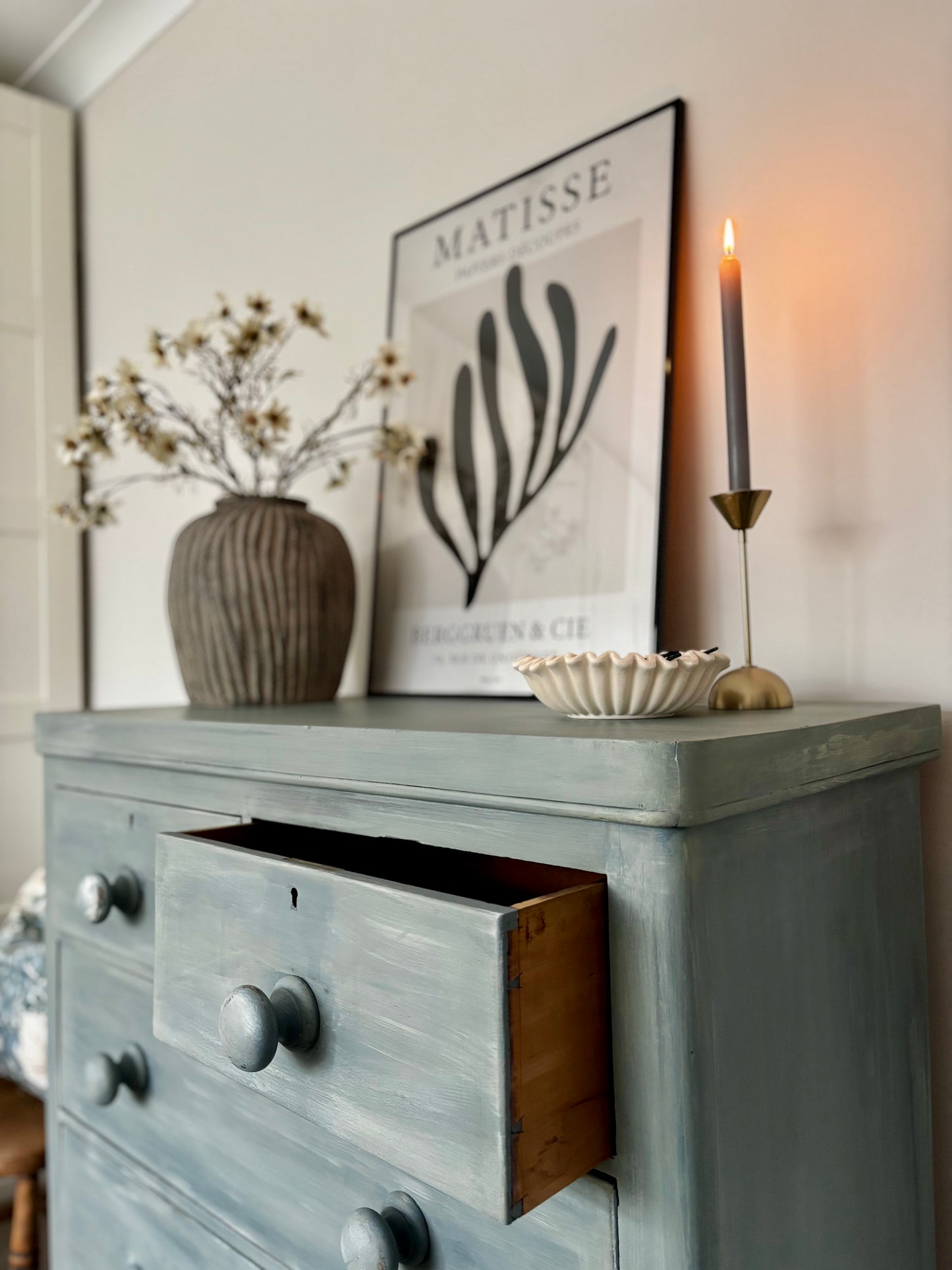 . Vintage Chest of Drawers in Layered Sage Green | Hand Painted Wooden Dresser | Statement Furniture Piece | UK Delivery Included