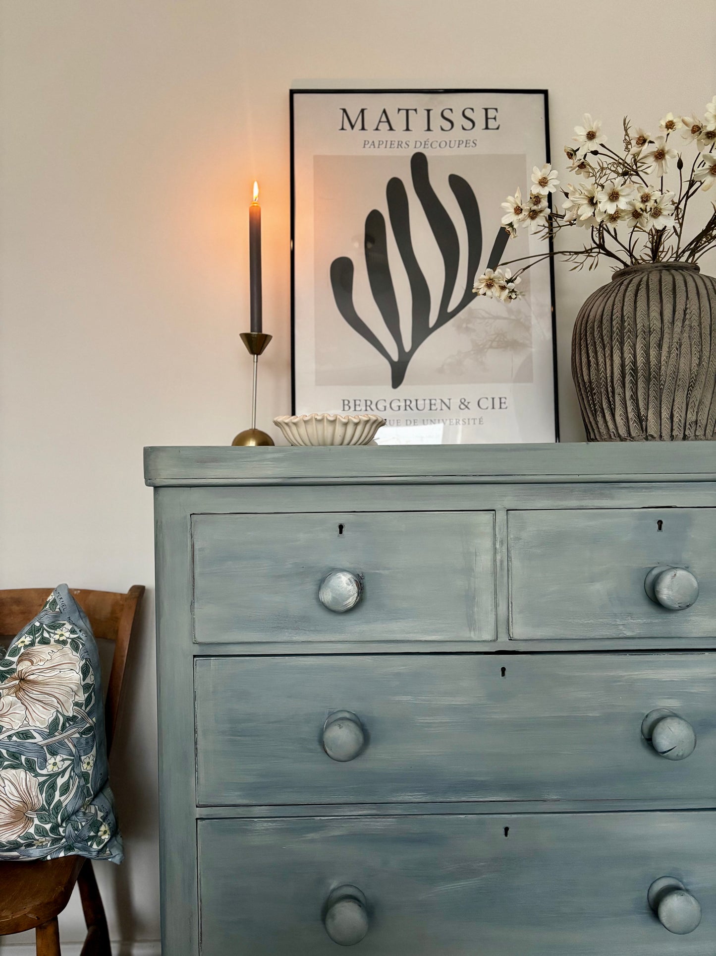 . Vintage Chest of Drawers in Layered Sage Green | Hand Painted Wooden Dresser | Statement Furniture Piece | UK Delivery Included