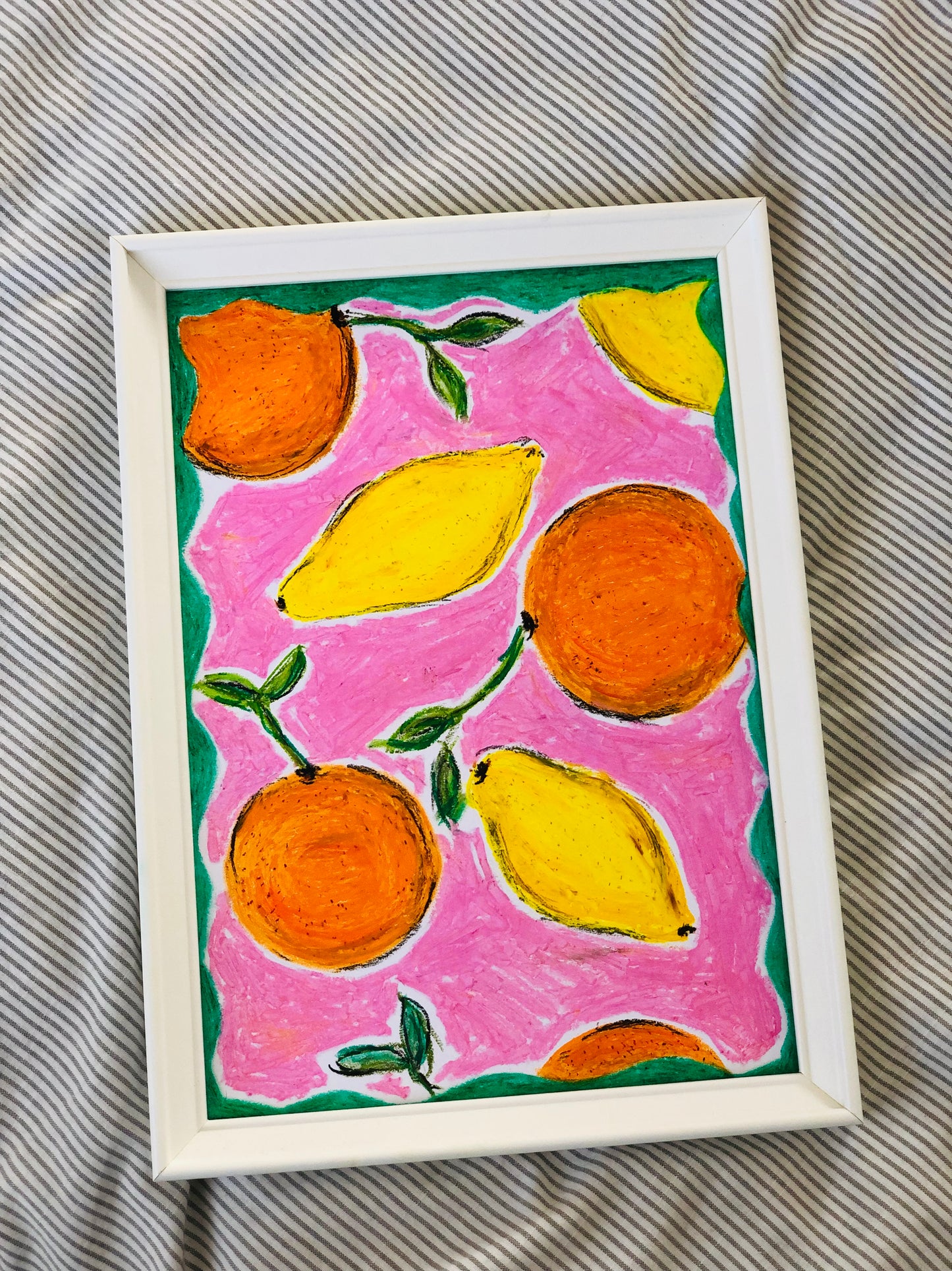 Oranges And Lemons, A4 Unframed Oil Pastel Original Artwork