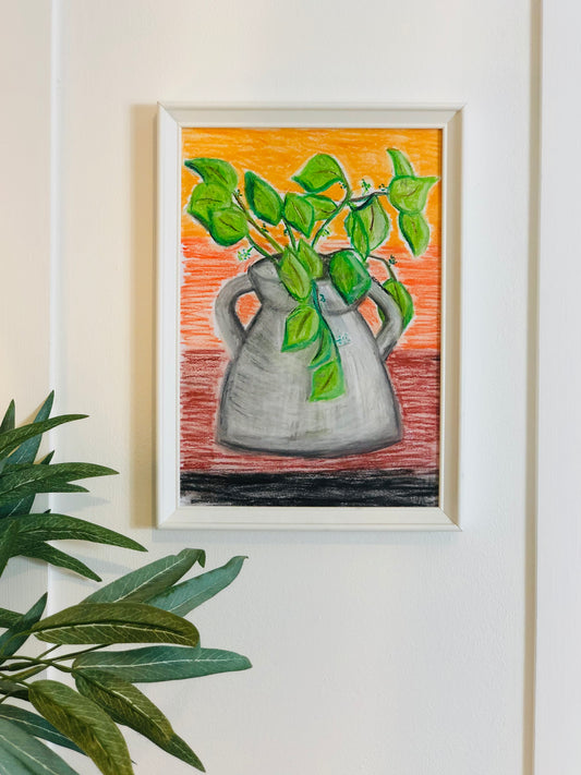 Eucalyptus Vase, A4 Unframed Original Oil Pastel Artwork