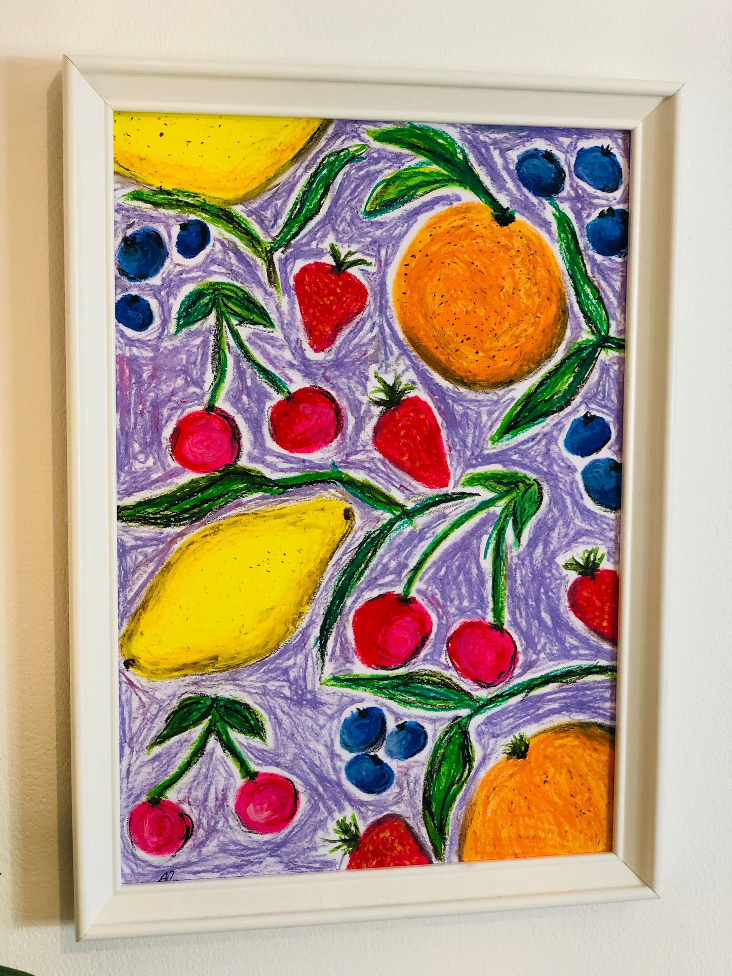 Juicy Fruits, A4 Unframed Original Artwork In Oil Pastels