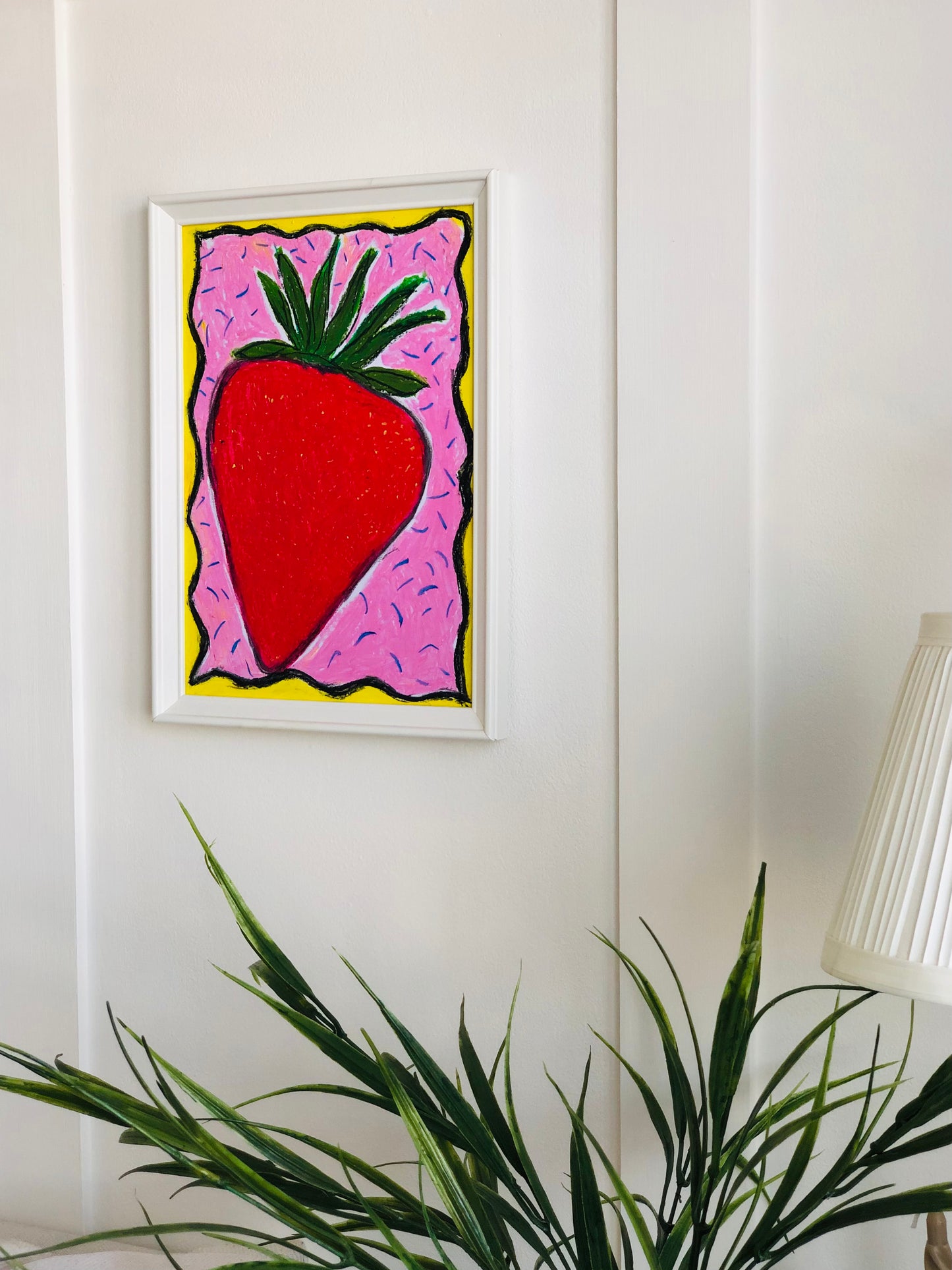 Strawberry Sprinkles, A4 Unframed Original Oil Pastel Artwork