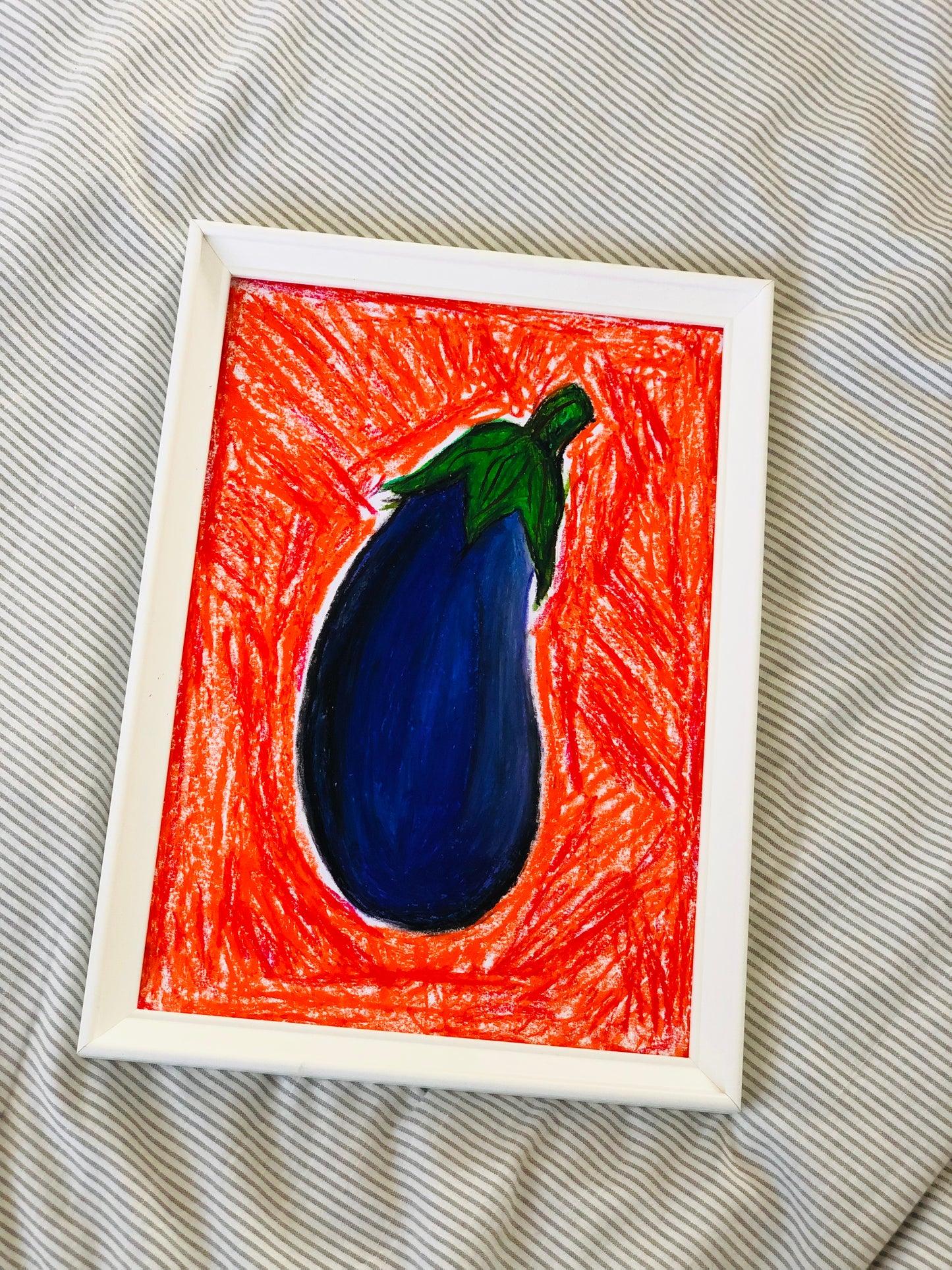 Eggplant, A4 Unframed Oil Pastel Original Artwork