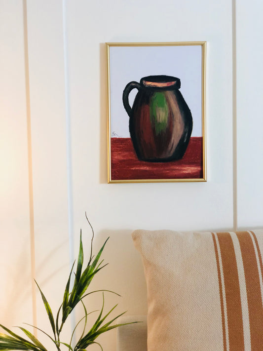 Terracotta Urn, A4 Unframed Original Oil Pastel Artwork