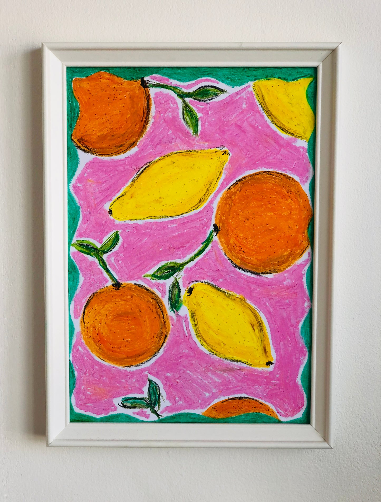 Oranges And Lemons, A4 Unframed Oil Pastel Original Artwork