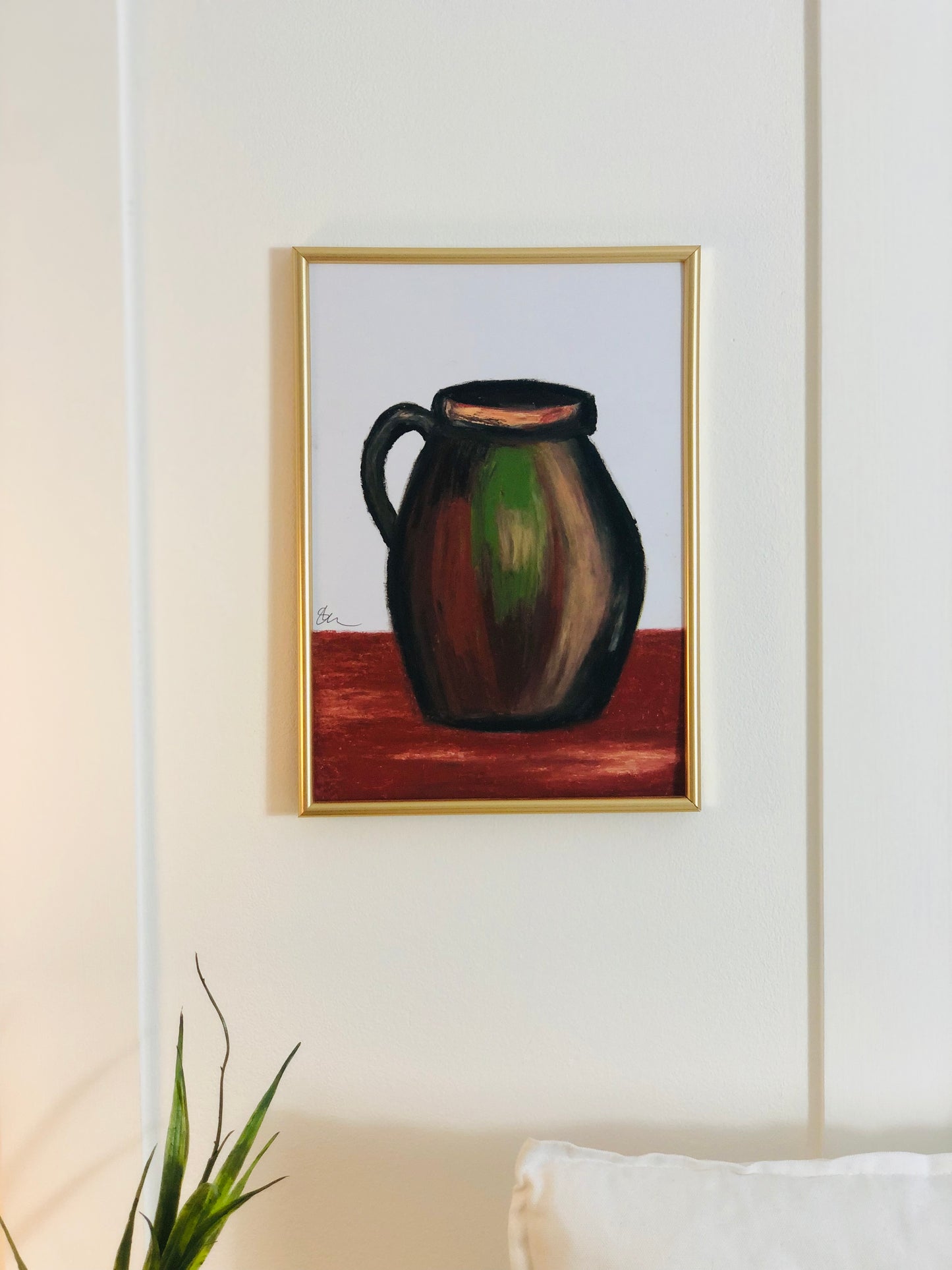 Terracotta Urn, A4 Unframed Original Oil Pastel Artwork